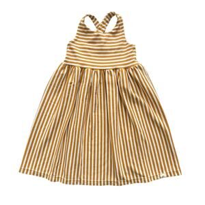 Lulu + Roo (Little Road) Yellow Stripe Jersey Knit Cross Back Dress Size 5-6y
